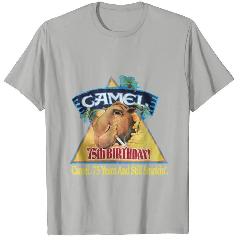 1988 Joe Camel shirt 75th Birthday Promo T-shirt, Camel 75th Years and Still Smokin'. Unisex Garment  T-shirt, sweater...