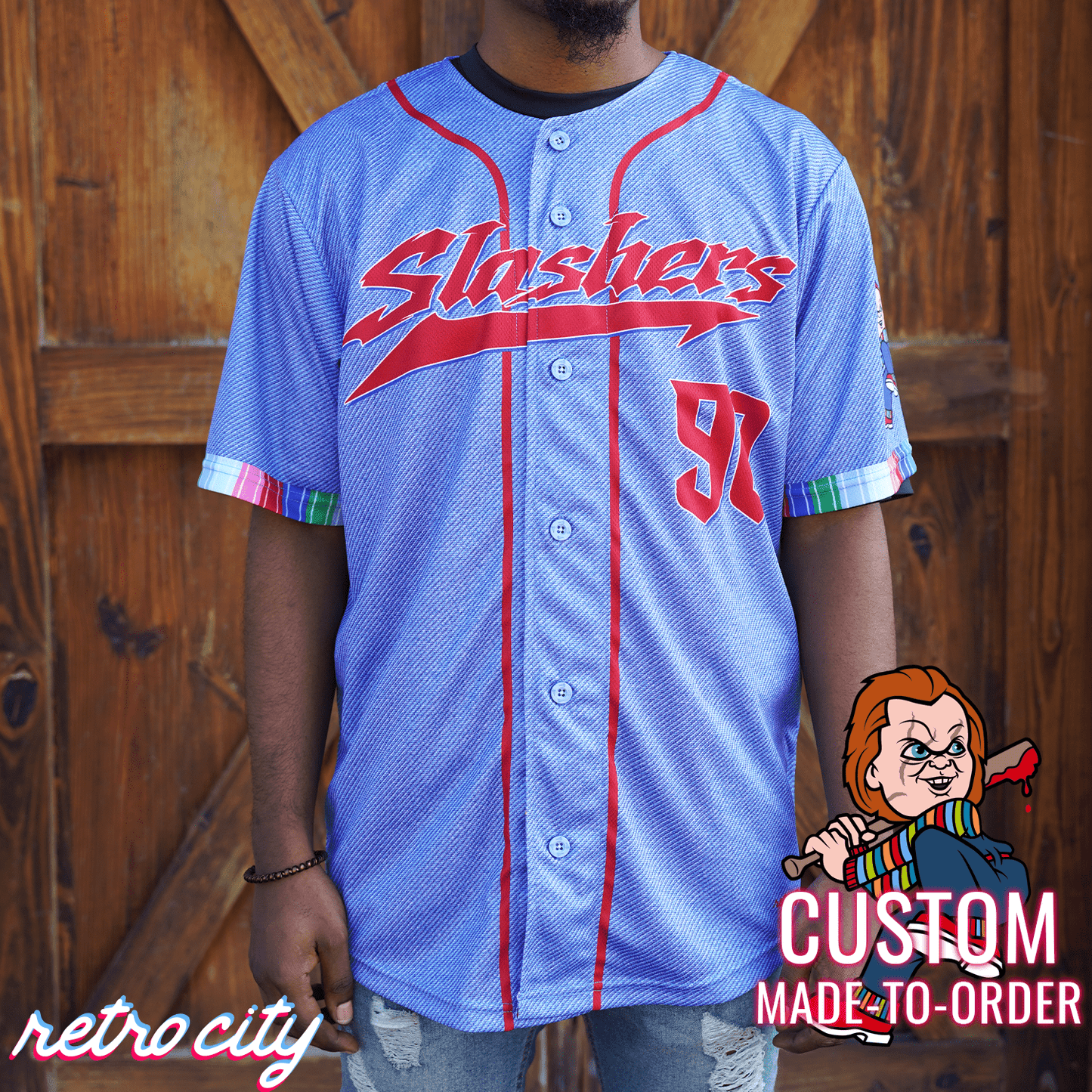 Chucky Slasher Series Full-Button Baseball Jersey