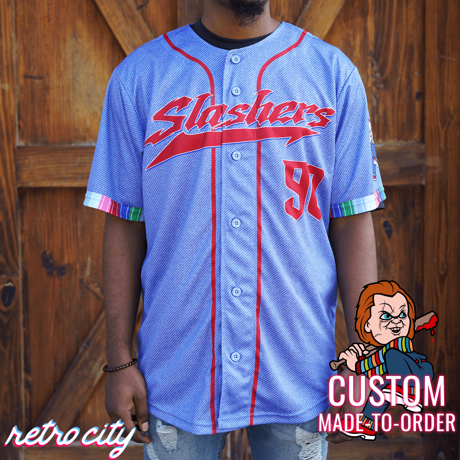 Chucky Slasher Series Full-Button Baseball Jersey