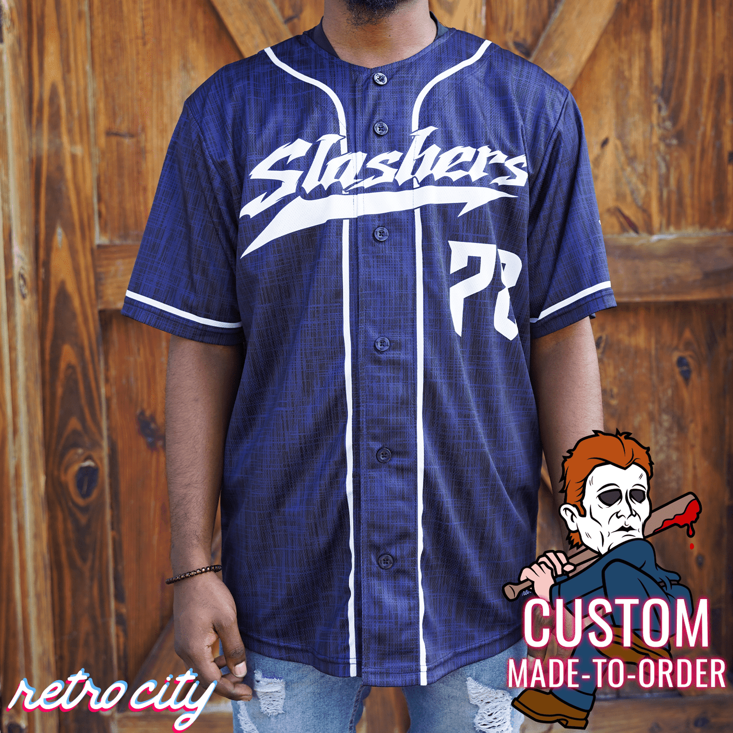 Michael Slasher Series Full-Button Baseball Jersey