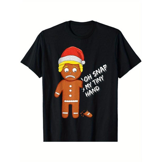 1pc Boho Style Christmas Gingerbread Man T-Shirt, Funny Graphic Print, Crew Neck, Short Sleeve, Casual Cotton Tee for...