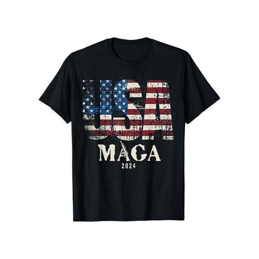 1pc Men'S Basic Cotton T-Shirt with USA Flag And MAGA Print, Crew Neck, Slight Stretch, All-Season Solid Color, Patterned...