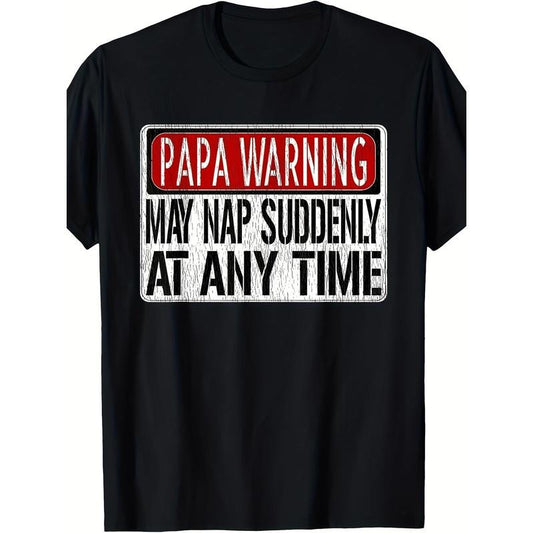 1pc Men'S Casual Cotton T-Shirt with "Papa Warning