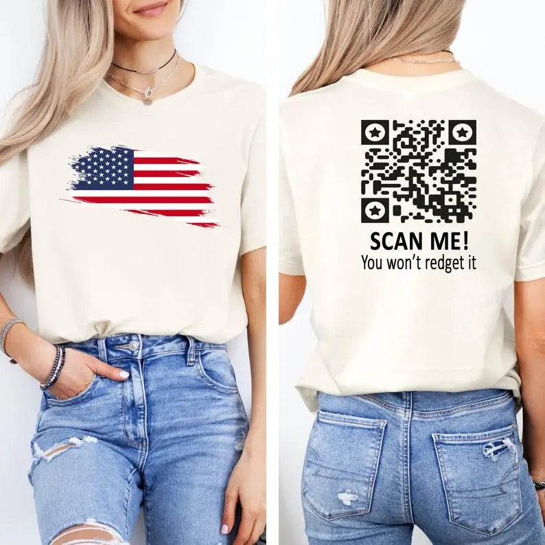 2 Sides Trump Dance QR Code T-Shirt, Trump Dance YMCA qr Code T-Shirt, Trump MAGA Election 2024, Gifts, Gift For Her,...