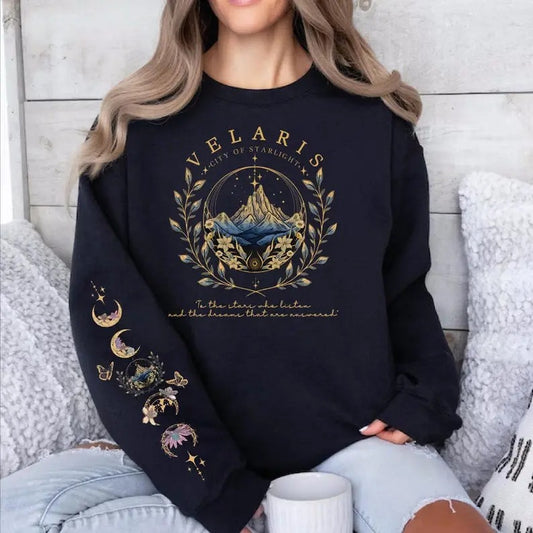 2 Slide Design, Arm Printed Velaris Sweatshirt, Velaris City Of Starlight Sweater, Acotar Hoodie,T he Night Court Acotar...