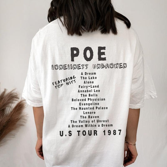 2 Slide Design, Edgar Allan Poe Distressed Band Tee Poet T-Shirt Grunge Shirt Goblincore Shirt Bookish Merch Dark...