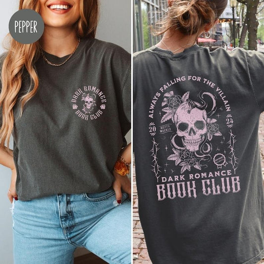 2 Slide Design, Falling for the Villain  Shirt for Dark Romance Reader Smut Lover Shirt Vintage Bookish T-Shirt for...