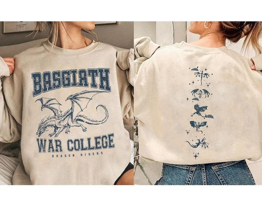 2 Slide Design, Fourth Wing Double-Sided Sweatshirt, Basgiath War College Shirt, Basgiath War College Gift, Fourth Wing...
