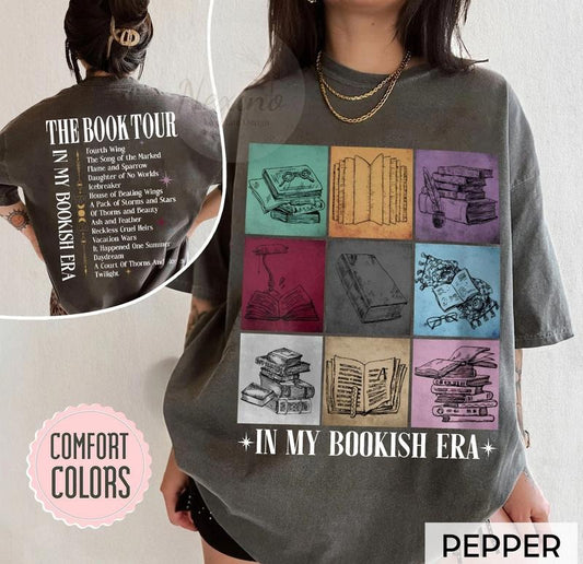 2 Slide Design, In My Bookish Era Unisex, In My Bookish Era T-Shirt, The Book Tour Shirt, Book Lover Gift Clothing, Back...
