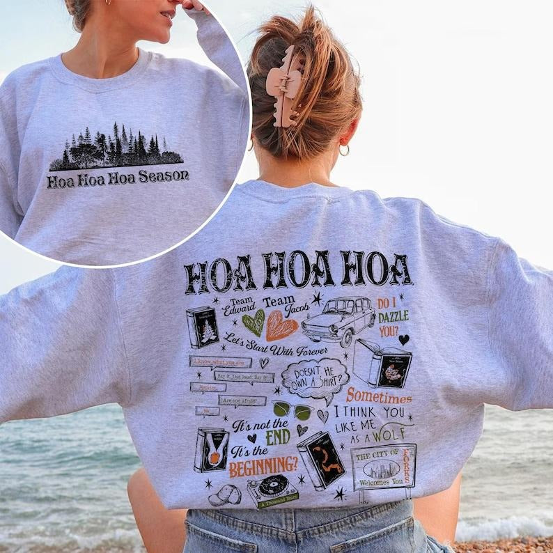 2 Slide Design, Twilight Hoa Hoa Hoa Shirt Sweatshirt Hoodie, Hoa Hoa Hoa Season, Forks Washington Crewneck, Twilight...