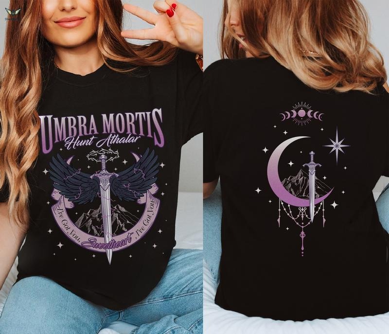 2 Slide Design, Umbra Mortis Crescent City tshirt, Orion Hunt Athalar T Shirt, SJM Bookish Fan Merch, Book Tok, Bryce...