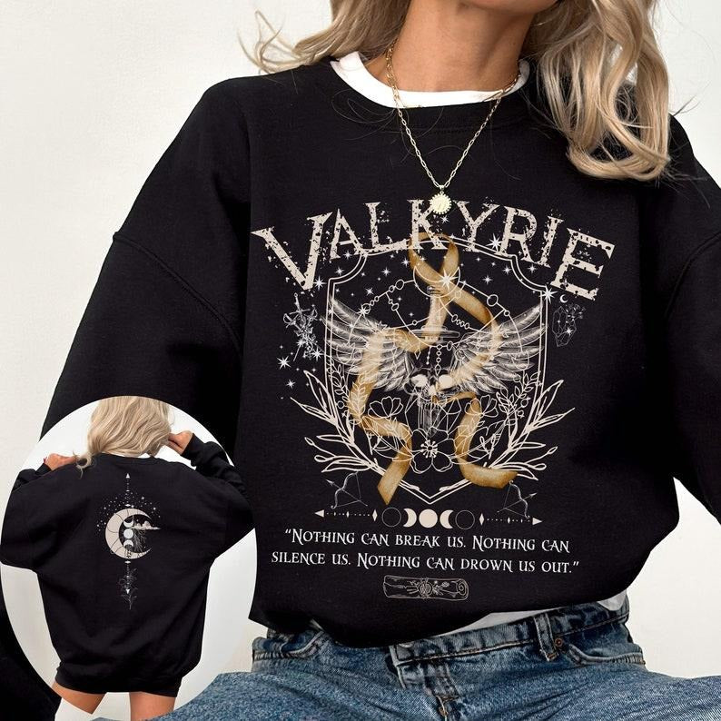 2 Slide Design, Valkyrie Sweater, ACOTAR Tee, Nesta Archeron, Velaris Sweatshirt, Sarah J Maas Merch, Valkyrie Sh Hoodie