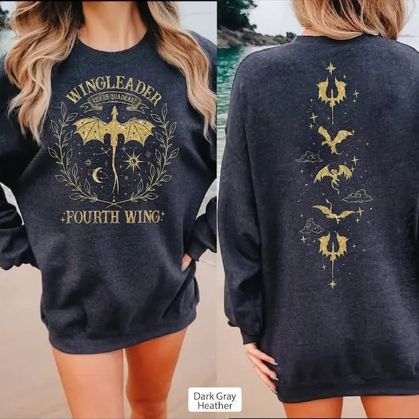2 Slide Design, Wingleader Riders Quadrant Sweatshirt,Fourth Wing Sweatshirt,Dragon Rider Sweaters, Rebecca Yoros, Books...