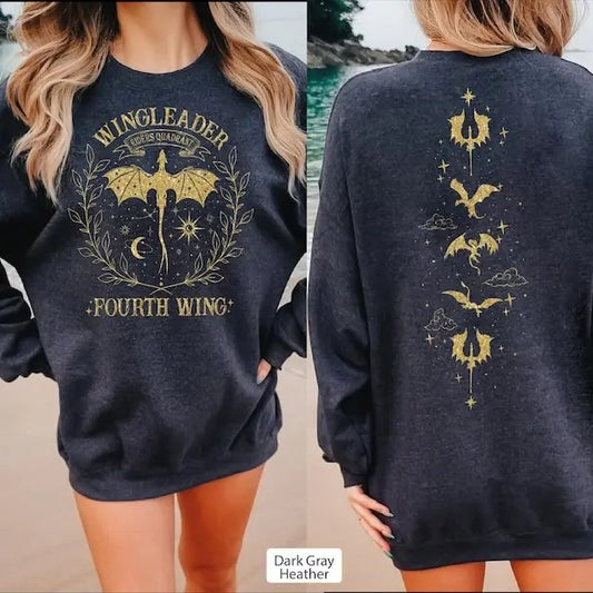 2 Slide Design, Wingleader Riders Quadrant Sweatshirt,Fourth Wing Sweatshirt,Dragon Rider Sweaters, Rebecca Yoros, Books...