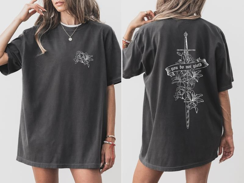 2 Slide Design, You Do Not Yield TOG Inspired Tee, Unisex T-Shirt, Bookish Gift for Women,  Booktok Shirt, Fantasy...