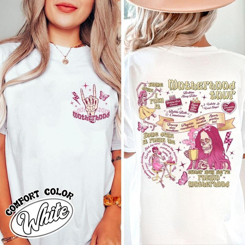 2 Slide, Motherhood Rock Skeleton T-shirt, Motherhood Sometimes I Rock It Sometimes It Rocks Me Shirt, Motherhood Rock...