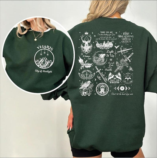 2 Slide, Velaris City of Starlight Sweater, Fireheart Terrasen Sweatshirt, Throne of Glass Acotar Sweatshirt, Crescent...