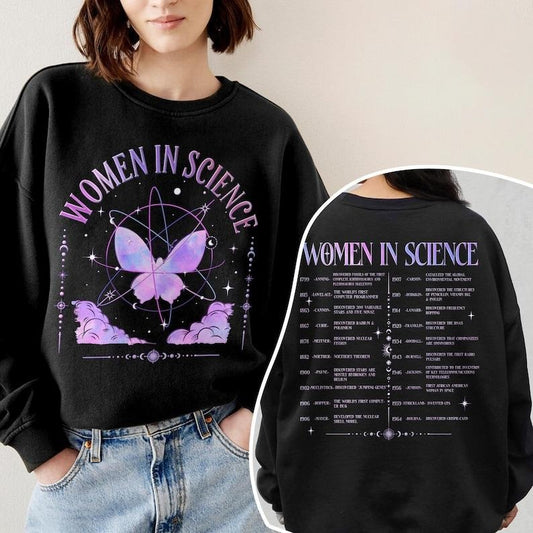 2 Slide, Women In Science Sweatshirt, Science Women's Rights Crewneck, Science Teacher Shirt , Gift For Scientist, Funny...