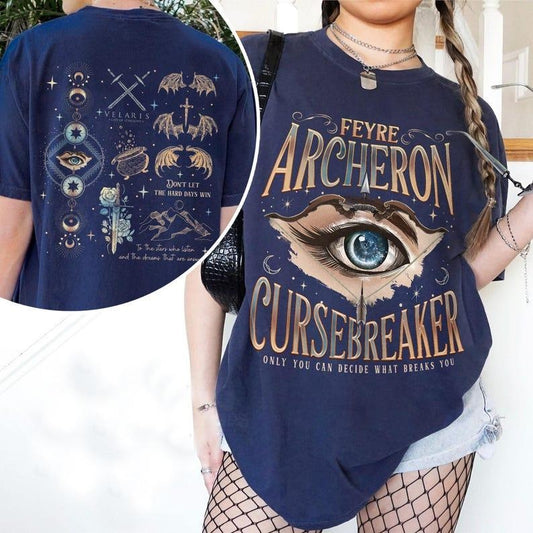 2 Slides, Feyre Cursebreaker Two Sided T-Shirt, Romantasy Feyre Darling T Shirt, ACOTAR Fan Shirts, Gift For Book Lover...