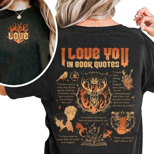 2 Slides, I Love You in Book Quotes  Shirt, Bookworm Shirt, Bookish Shirt,,Different Ways Say I Love You in Book Quotes...