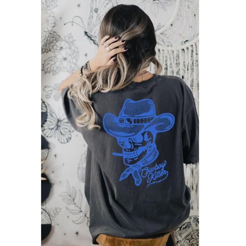 2 sides Cowboy Killer Shirt, Rodeo Shirt, Western Graphic Tee, Oversized Graphic  T-shirt, sweater and Hoodie cotton...