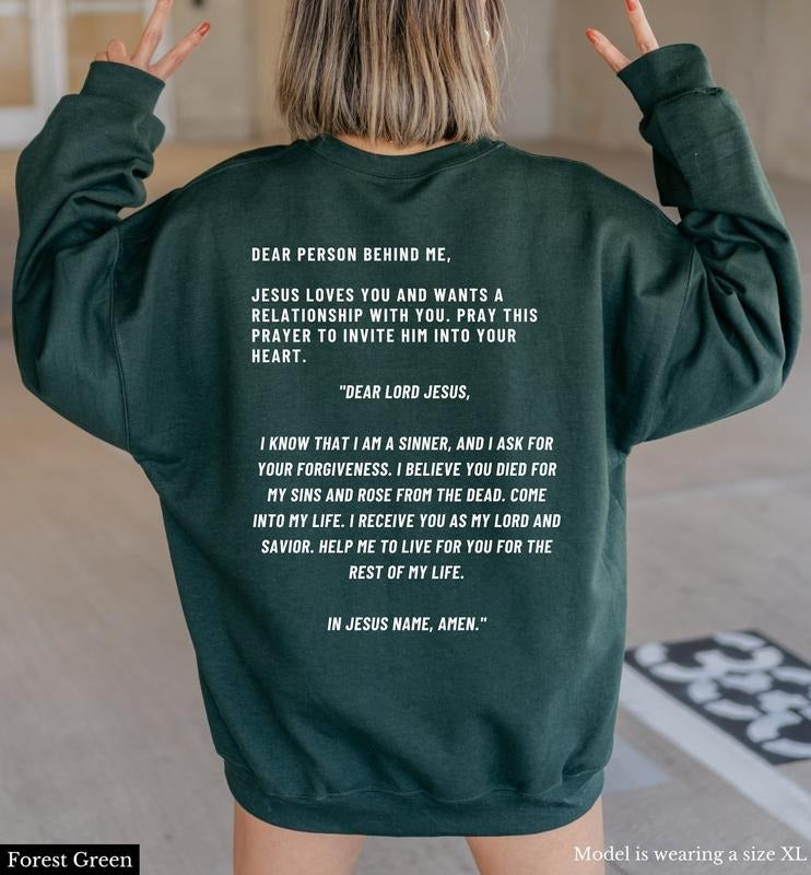2 sides Dear Person Behind Me Christian Sweatshirt Aesthetic Sweatshirt Jesus Loves You Jesus Crewneck Christian Apparel...