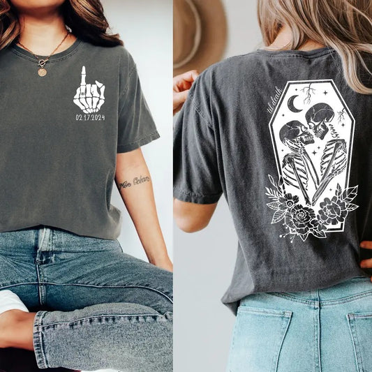 2 slides, Til' Death Bride Shirt, Engaged Gothic Shirt, Engagement Gift, Halloween Wedding, Bridal Party, Honeymoon...