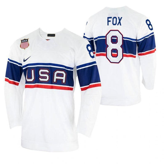 2022 beijing winter olympic #9 adam-fox-usa-hockey-men-2022-beijing-winter-olympic-home-white-jersey