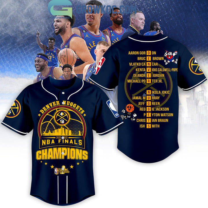 2023 NBA Finals Champions Denver Nuggets Bring It In Midnight Blue Design Baseball Jersey
