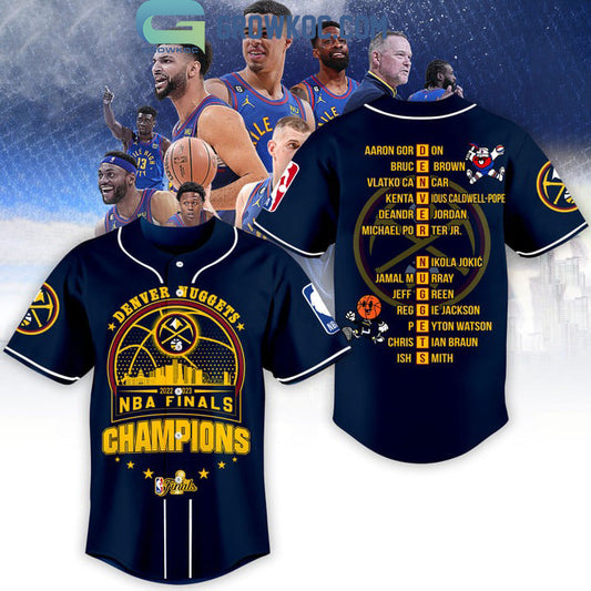 2023 NBA Finals Champions Denver Nuggets Bring It In Midnight Blue Design Baseball Jersey