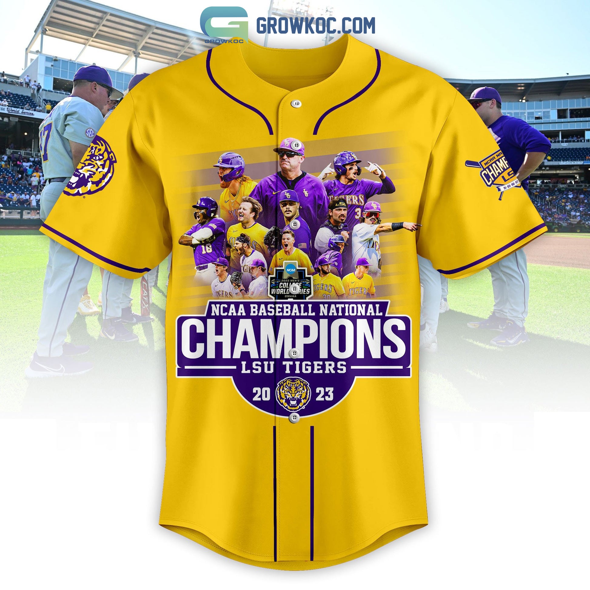 2023 NCAA Baseball National Champions Geaux Tigers LSU Baseball Jersey