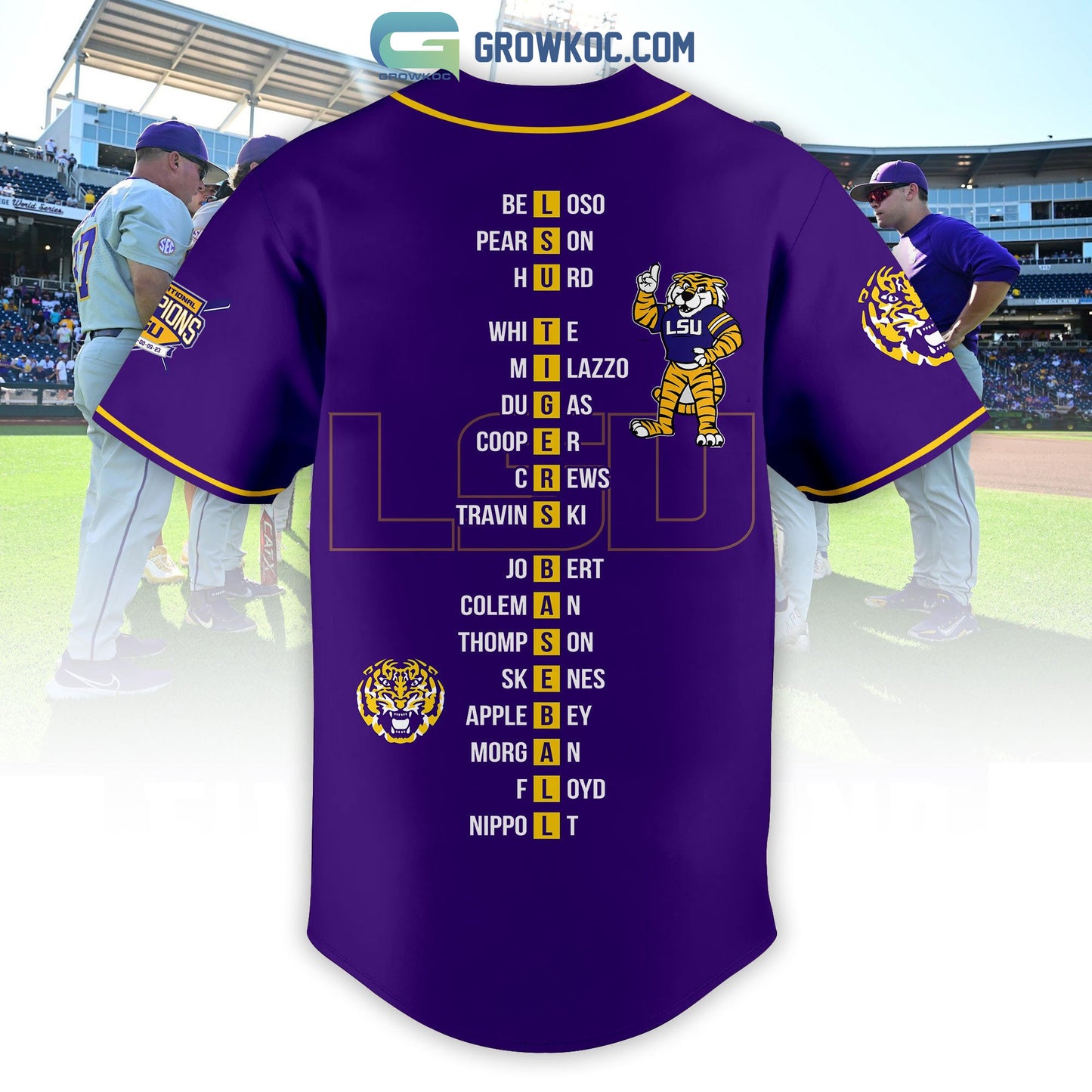 2023 NCAA Baseball National Champions Geaux Tigers LSU Baseball Jersey