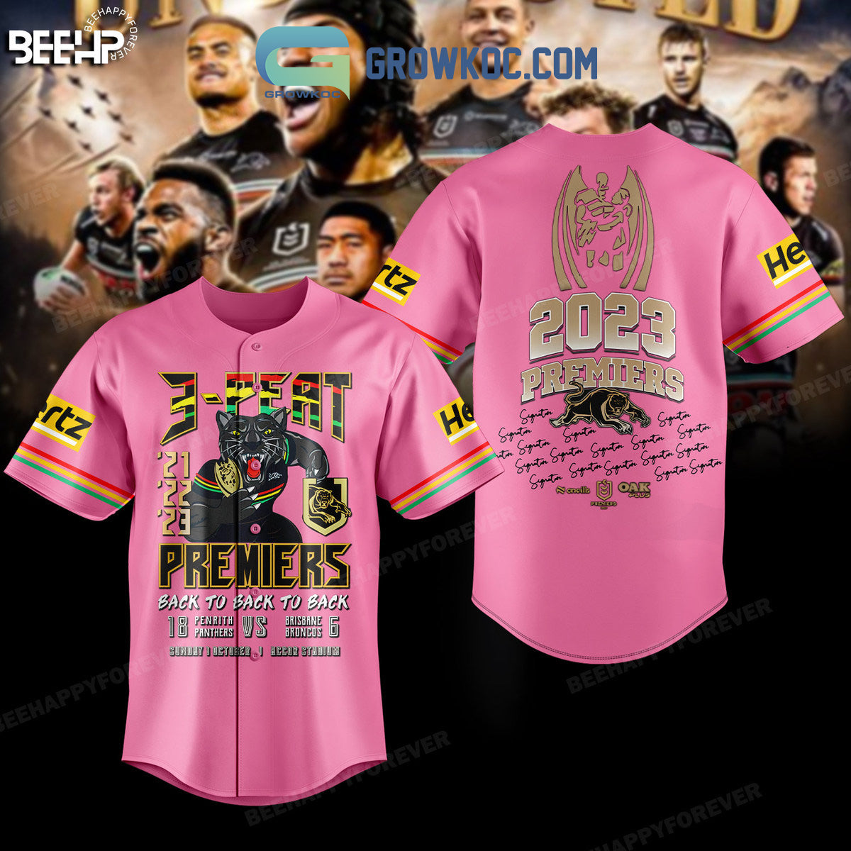 2023 Premiers 3 Peat Penrith Panthers Baseball Jersey