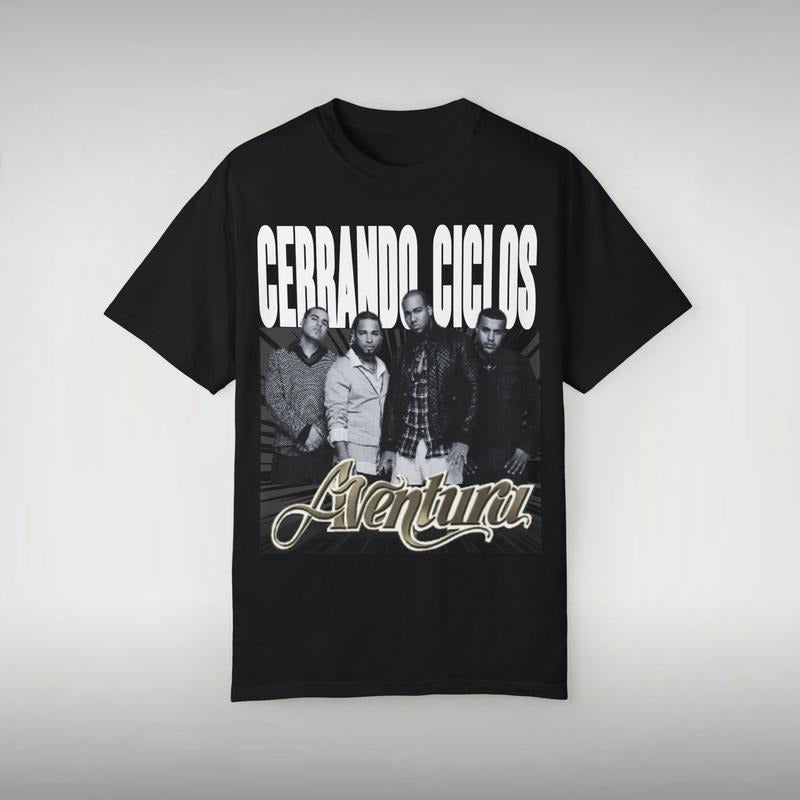2024 Aventura Tour Concert Bachata Cerrando Ciclos Graphic T-shirt Merch Unisex Garment-dyed T-shirt Cotton Menswear...