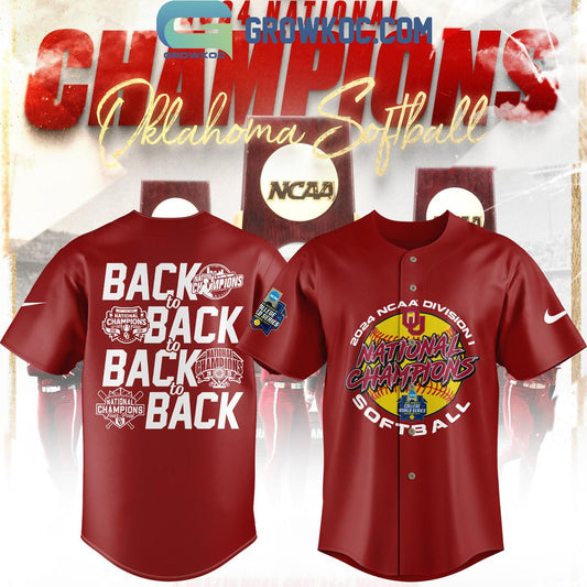 2024 Champions Oklahoma Sooners Back To Back Personalized Baseball Jersey