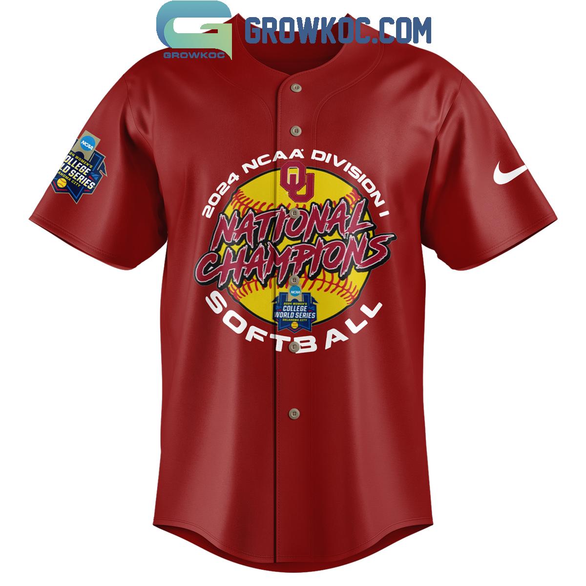 2024 Champions Oklahoma Sooners Back To Back Personalized Baseball Jersey