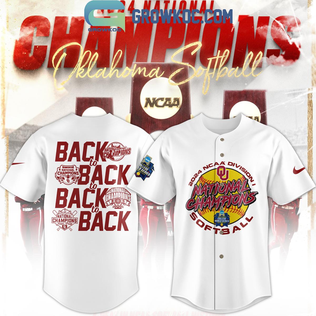 2024 Champions Oklahoma Sooners Back To Back Personalized Baseball Jersey