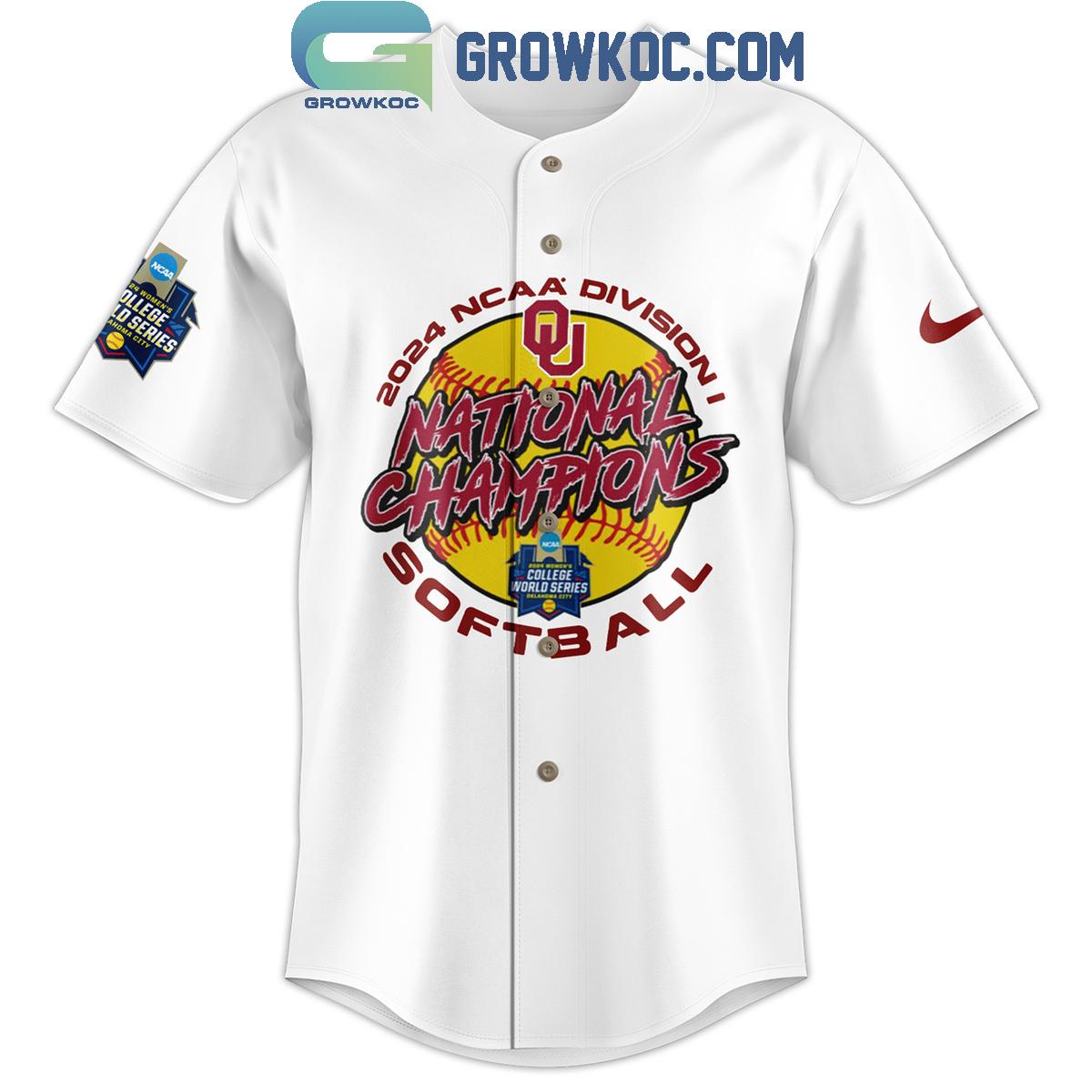 2024 Champions Oklahoma Sooners Back To Back Personalized Baseball Jersey