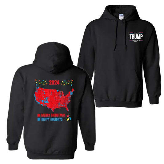 2024 Electoral Map Merry Christmas Trump Landslide Holiday Hoodie T-Shirt, Trump Christmas, For Men And Women, Unisex...