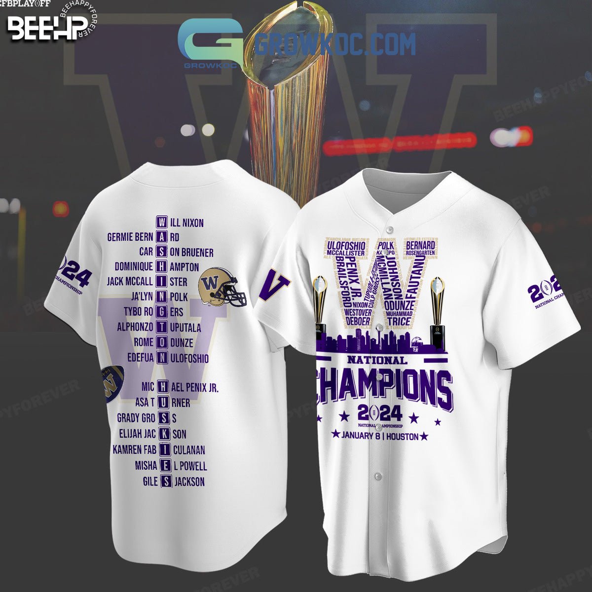 2024 National Champions Washington Huskies Baseball Jersey