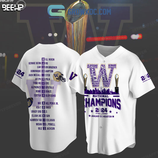 2024 National Champions Washington Huskies Baseball Jersey