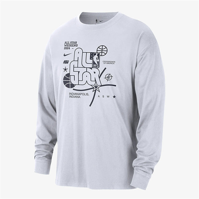 2024 All-Star Weekend White Long Sleeve T-Shirt Style 1
