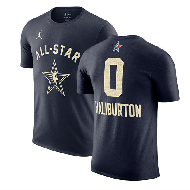 2024 All-Star #0 Tyrese Haliburton Navy T-Shirt Style 1