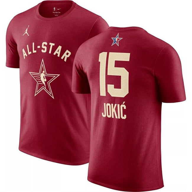 2024 All-Star #15 Nikola Jokic Crimson T-Shirt Style 2