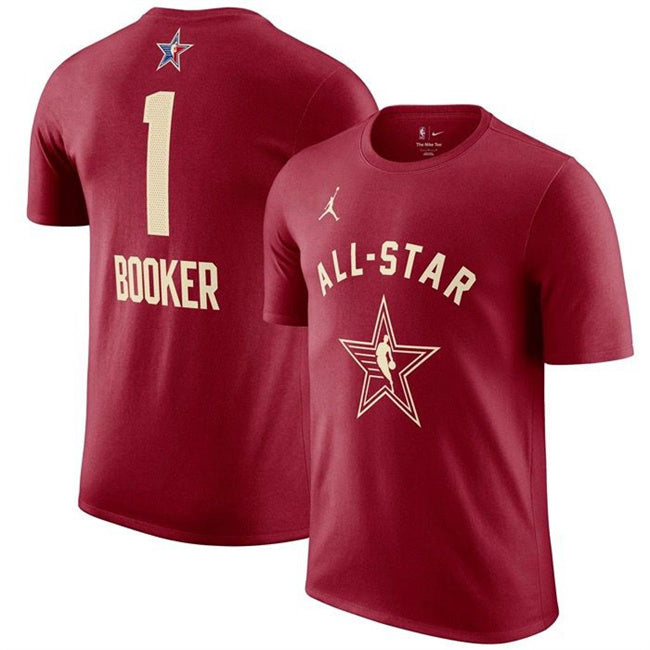 2024 All-Star #1 Devin Booker Crimson T-Shirt Style 2