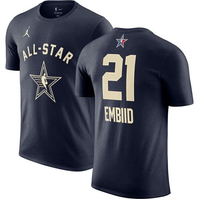 2024 All-Star #21 Joel Embiid Navy T-Shirt Style 2