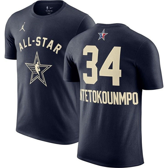 2024 All-Star #34 Giannis Antetokounmpo Navy T-Shirt Style 1