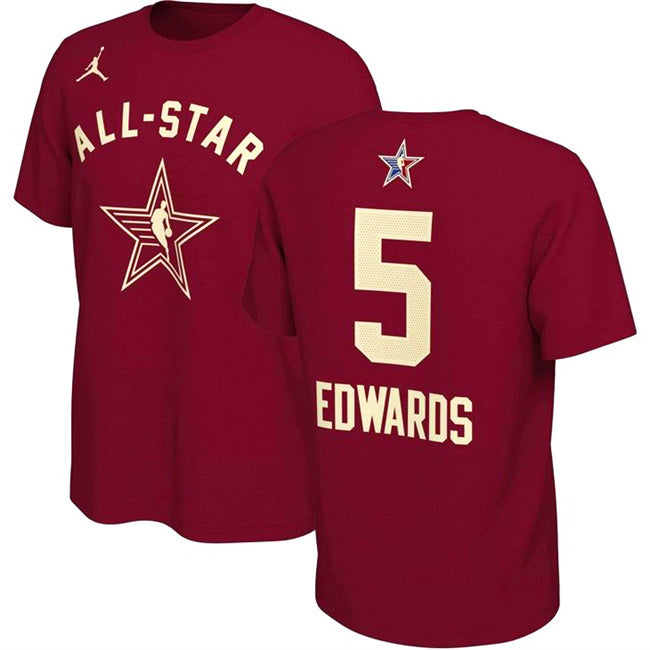 2024 All-Star #5 Anthony Edwards Crimson T-Shirt Style 1