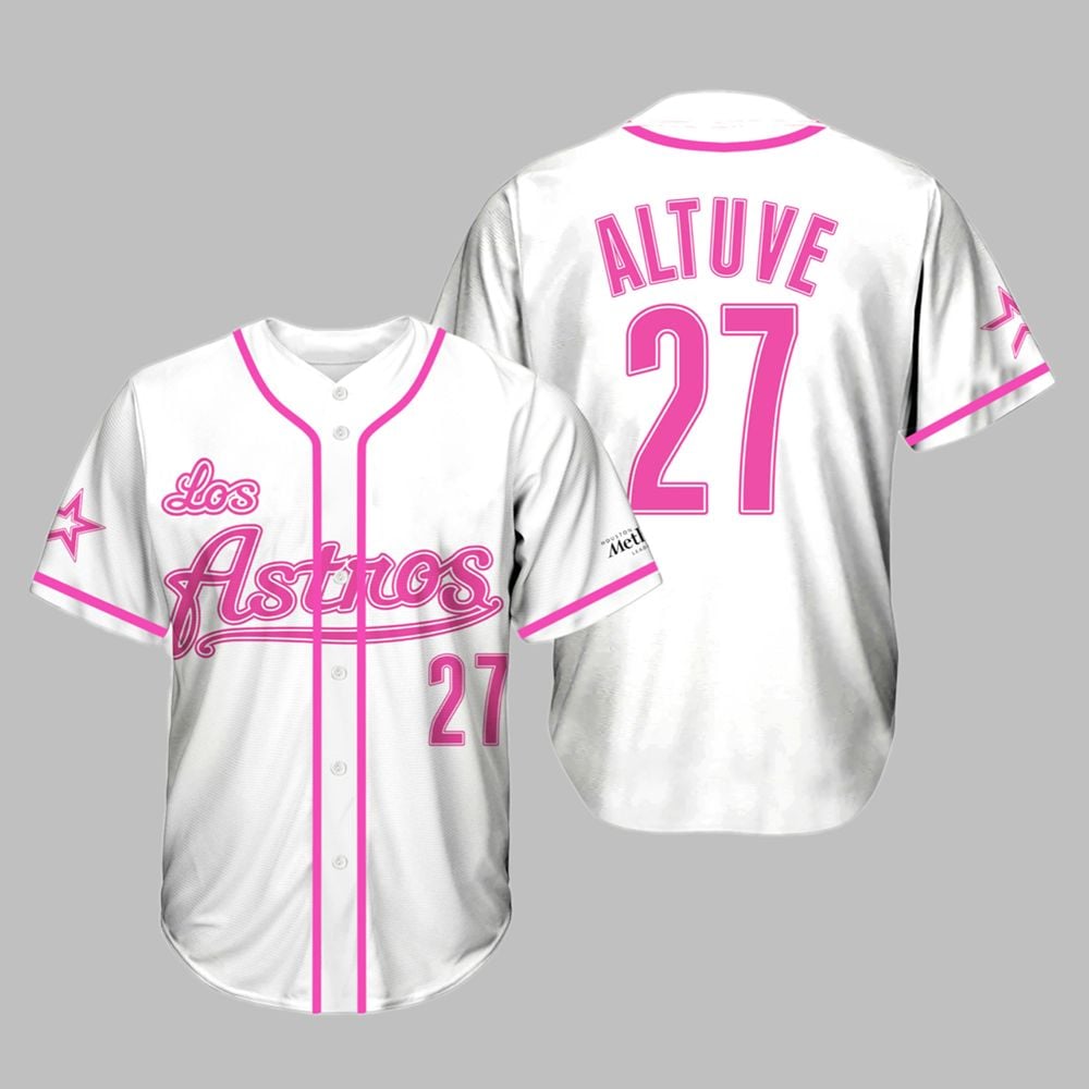2025 Astros Jose Altuve Throwback White and Pink Jersey Giveaway - Grishko.com T-Shirts, Hoodie, Sweatshirt (Image 1)