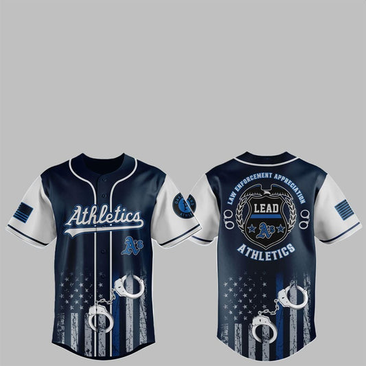 2025 Athletics x Law Enforcement Appreciation Day Jersey - Grishko.com T-Shirts, Hoodie, Sweatshirt (Image 1)